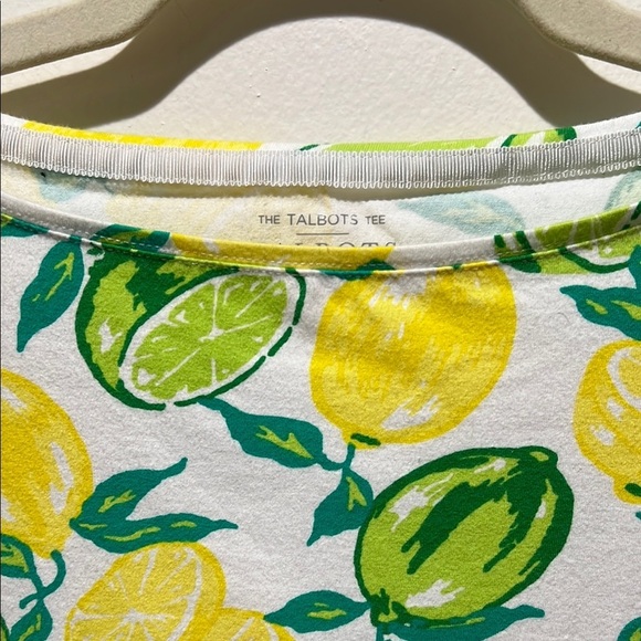 TALBOTS Small Petite Lemon Print 3/4 Sleeve Shirt - Picture 5 of 5